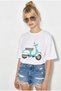 Women's White Scooter Printed Short Sleeve Crew Neck Regular T-Shirt 3098 60283072 - 2