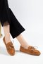 G-03 Tan Suede Beaded String Casual Women's Ballerinas