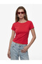 Cotton Slim Fit Drop Shoulder Boat Neck Short Sleeve T-Shirt - 2