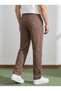Men's Baggy Fit Elastic Waist 100% Cotton Linen Look Trousers Brown 1007Dngr - 7