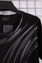 Women's Large Size Lycra Leaf Glitter Printed Short Sleeve Mother T-Shirt Blouse - Black - 6