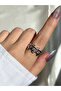 Women's Silver Color Stone Leaf Ring - 3
