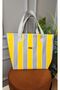 Twill Multi-Purpose Bag Fabric Shoulder Beach Bag Handbag Yellow-Gray - 2