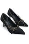 Feles Staple Buckle Detailed Stiletto Heeled Women's Shoes Black - 2