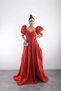 Strapless Balloon Sleeves Draped Lined Puffy Luxury Taffeta Dress - 6