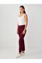 Burgundy High Waist Regular Leg Woven Trousers - 3