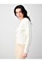 Ecru Straight Fit Round Neck Long Sleeve Knit Cardigan - 4