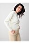 Ecru Straight Fit Round Neck Long Sleeve Knit Cardigan