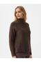 Bitter Brown Long Sleeve Turtleneck Wool Blend Knitwear Sweater - 3