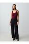 Black 100% Linen Regular Waist Long Trousers