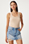 Women's Biscuit Cream 2-Piece Ribbed Thick Straps Knitted Undershirt Hj00010 - 2