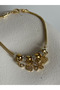 Gold Color Zircon Stone Heart-Shaped Clover Figured Charm Bracelet - 4