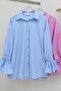 Shirt with Gathered Sleeves and Pleated Back - Baby Blue - 3