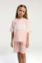 U.S. Polo Assn Girls' Short Sleeve Letter Printed Bermuda Set 9-15 Years Light Salmon