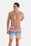 Blue - Orange Gradient Patterned Long Swim Shorts - 6