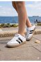White Black Children's Sneaker Flat Sole Velcro Lace-Up Sports Shoes - 3
