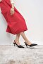 Josephine Genuine Patent Leather Black Color Open Back Women's Heeled Shoes - 8