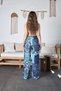 Women's Ethnic Patterned High Waist Viscose Fabric Elastic Waist Trousers - 3