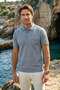 Men's Polo Collar Short Sleeve Buttoned Pocket Indigo T-Shirt Classic Fit - 5301