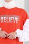 Text Printed Garnished Sweatshirt Tunic 43664 - 4