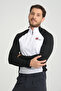 Black Sleeve White Garnished Zippered Long Sleeve Men's Riding T-Shirt - 6
