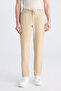 Ds Damat Relaxed Fit (Pile-Free) Beige Diagonal Tencel ™ Cotton Blend Lycra Jogger Pants