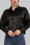 Black Satin Relaxed Fit Shirt-Emmas Cloti̇hg