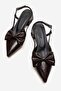 Women's Bow Tie Open Back Heeled Sandals Brown Yanki̇ - 8