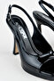 Women's Black Patent Leather Platform Heeled Shoes - 7