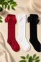 Baby and Children's Knee-High Bow Socks Red White Black 3-Pack
