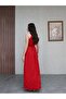 Red Waist Tie Slit Dress - 5