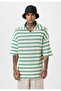 Oversize Striped Zippered Collar Knitwear T-Shirt - 2