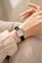 Women's Square Rectangle Black Leather Cord Minimal Vintage New Season Gold Wristwatch - 2