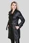Lara Genuine Leather Women's Black Trench Coat – Belted Double-Breasted Stylish Leather Coat - 3