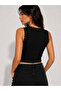 Women's Lace Detailed Square Neck Ribbed Crop Tank Top - 2