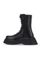 Black Leather Women's Wedge Heel Piece Boots 01Wv5103 - 4