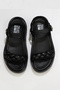 Black Leather Women's Wedge Heel Piece Set Sandals 01Wu4641 - 5