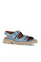 Blue Leather Women's Flat Sandals 01Wy5505 - 2
