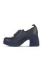 Navy Blue Leather Women Heeled Shoes 01Wz7003 - 3
