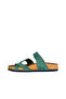 Green Nubuck Leather Men's Flip Flops 05Mt102 - 3