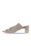 Gray Leather Women's Heeled Slippers 01Wn1503 - 3