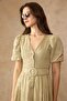 V-Neck Guipure Dress with Belt Accessory A.Haki̇ 9459-E - 4