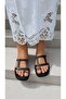 Vensia Flat Sole Flip Flops with Accessory Detail Women's Slippers Genuine Leather - 5