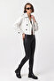 White Leila Double-Breasted Buttoned Short Trench Coat Women's Genuine Leather Jacket