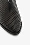 Black Genuine Leather Perforated Women's Pointed Toe Heeled Slippers - 3