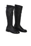 Black Leather Women's Flat Boots 01Wf2006 - 2