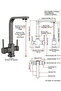 Square Model Anthracite Gray 3-Way Purified Kitchen Faucet with 2 Years Warranty (Heavy Brass Material) - 2