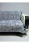 Luxury Velvet Armchair Sofa Bed Cover with Non-Slip Base - Comfortable Smoke Gray (Bluish Gray) with Vein Pattern