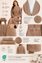 Women's Bathrobe Set 100% Cotton Certified 3-Piece Striped Shawl Collar Bathrobe and Towel Set - Beige - 3