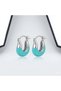 Blue Enamel U-Shape Silver Colored Steel Earrings